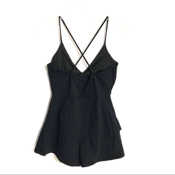 Black Romper Spaghetti Straps Shorts Small Sara La - Picture 3 of 5